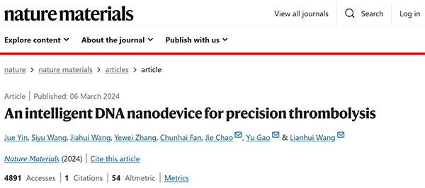 An intelligent DNA nanodevice for precision thrombolysis